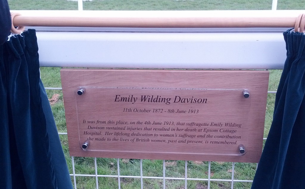 Epsom racecourse memorial plaque at Tattenham Corner